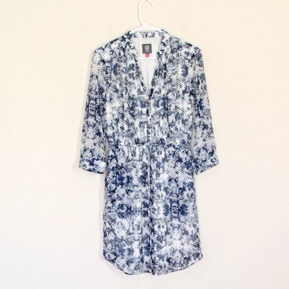 Vince Camuto snake print drawstring chiffon dress - Picture 1 of 4